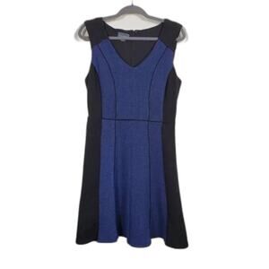 Covington Sleeveless Sheath Dress Blue Black Colorblock Women Size M